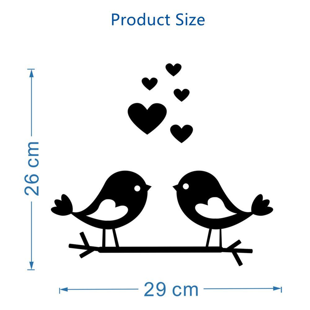 TOP Cabang Burung Cermin Stiker Dinding 3D Nordic Mini Sticker Cermin Couple Bird Love DIY Dekorasi Dinding Akrilik