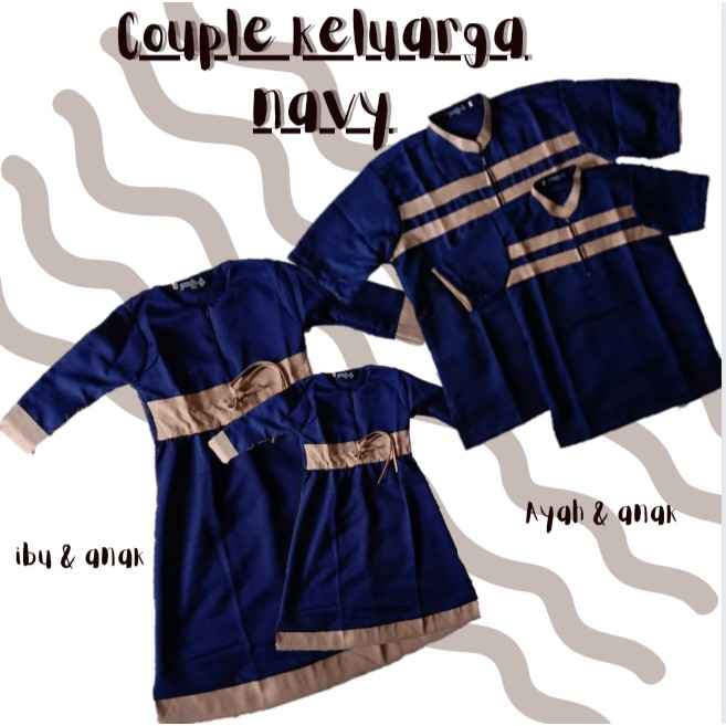 Couple keluarga warna navy couple keluarga muslim  / koko couple