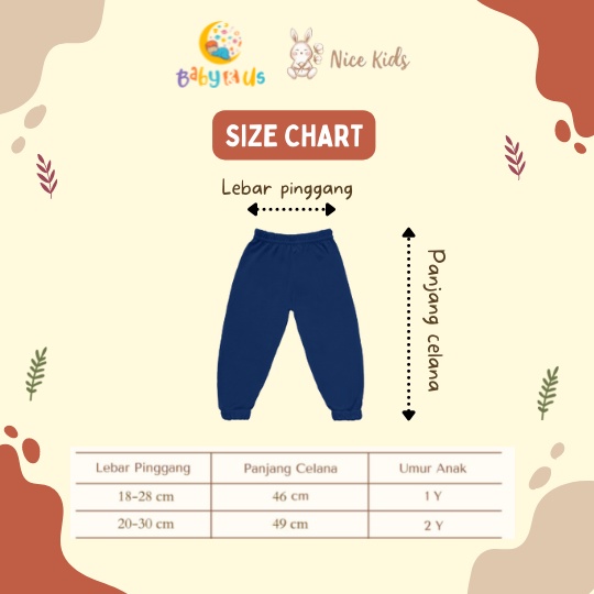 Nice Kids Jogger Pants Kaos - Celana Panjang Jogger 1, 2 tahun