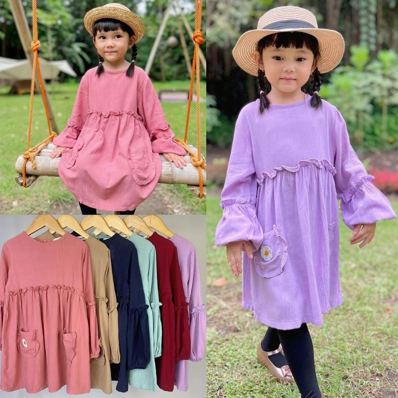 Tunik Rayon Crinkle Anak Perempuan 2-10 Tahun / Tunik Hawa Lucuna