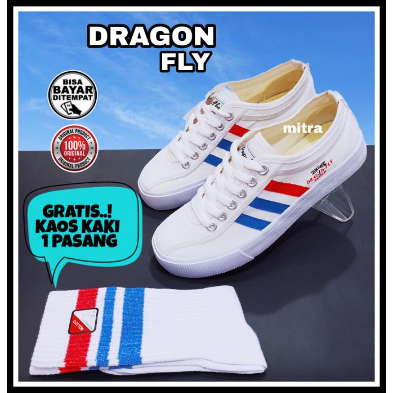 Sepatu Capung Dragon fly Original Falcon White Sepatu Pria Murah Berkualitas Size 37 s/d 43 Gratis K