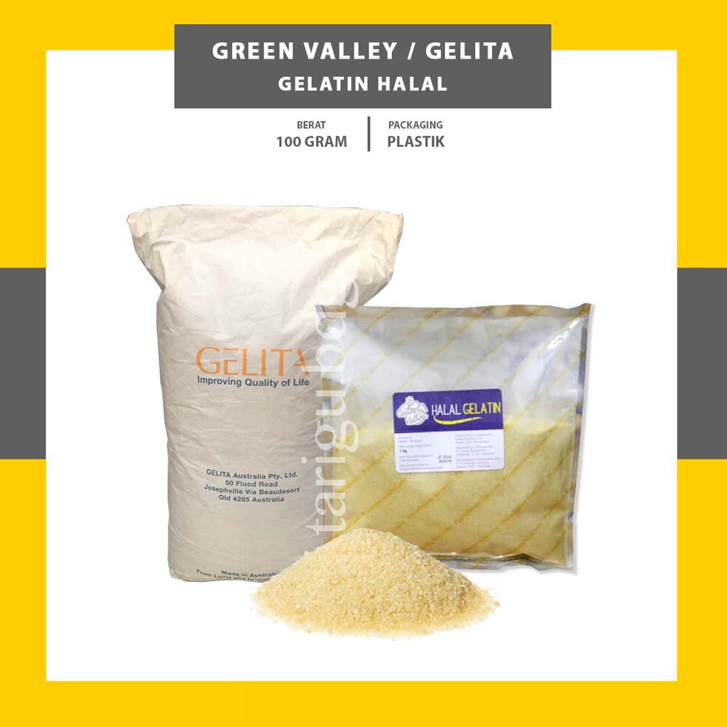 Jual GELATIN BUBUK GREEN VALLEY 100GR GELATIN HALAL SAPI GELATIN