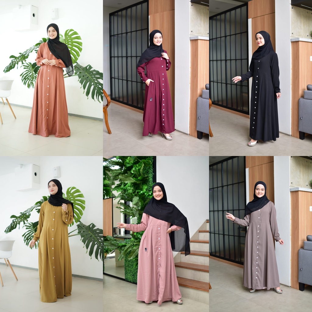 abaya zuney by ANNASIHAH itycrepe anasya full kancing m l xl xxl original branded