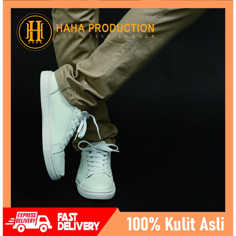 Sepatu Kulit  RHINOS Sneakers Casual sepatu fashion elegan pria laki laki kulit asli HAHA Leather
