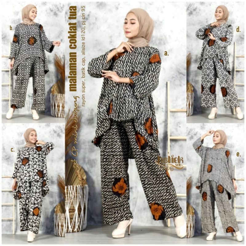 SETELAN CP MUNI DUYUNG MALAMAN COKLAT TUA BATIK