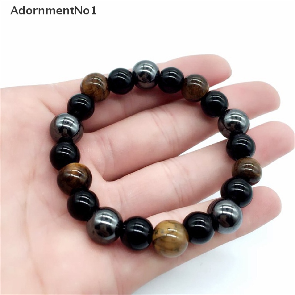 (AdornmentNo1) Gelang Manik Batu Hematite Tiger Eye Hitam Untuk Pria / Wanita
