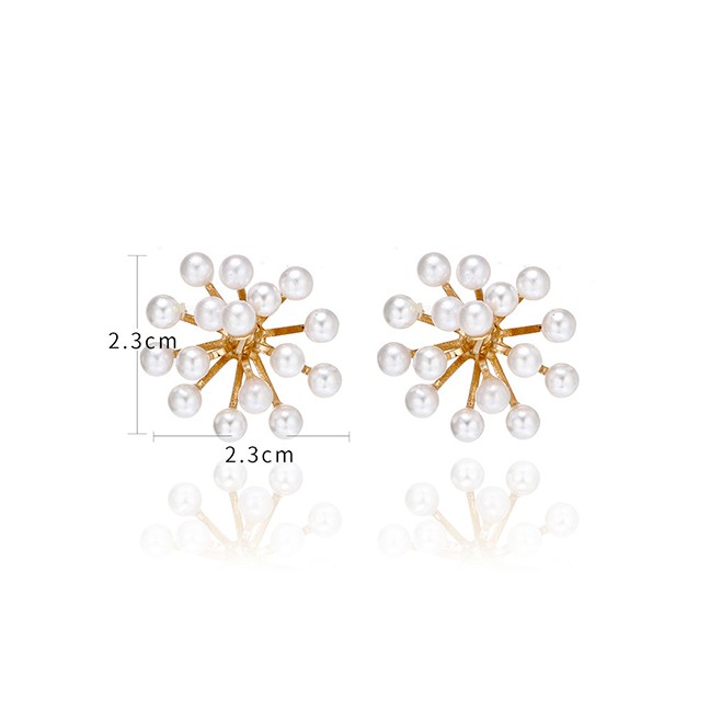 LRC Anting Tusuk Fashion Gold Snowflake Pearl Irregular Geometric Earrings F48107