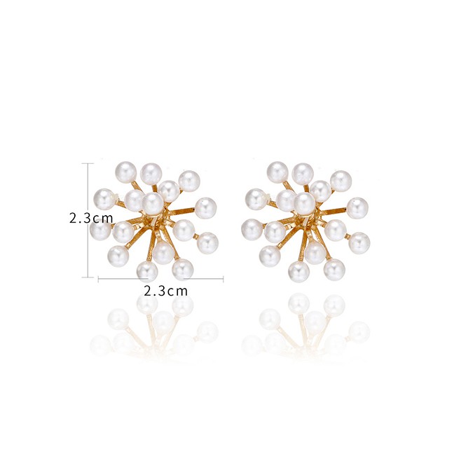 LRC Anting Tusuk Fashion Gold Snowflake Pearl Irregular Geometric Earrings F48107