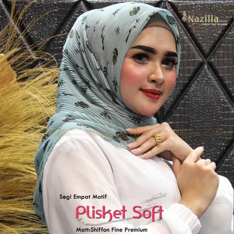 Jilbab Segi Empat Motif Plisket Polycatton Ori Nazilla-Soft Wardah