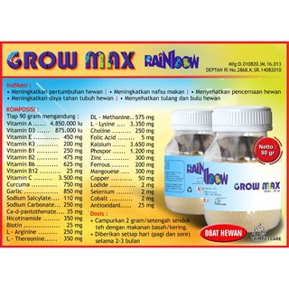 RAINBOW GROW MAX VITAMIN NAFSU MAKAN KUCING BUBUK - GROWMAX 90 GR