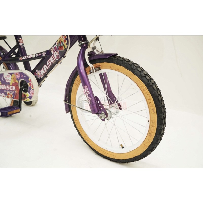 Sepeda Anak BMX Kasea Barbie 16 inch Cewek Perempuan roda 4 samping ungu wanita bisa COD NEW kredit-4