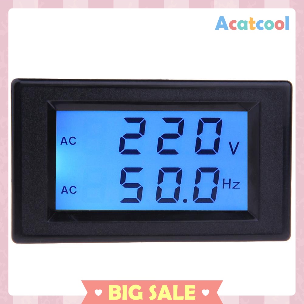 LCD Digital Dual Display AC 150- 500V Voltmeter 45- 65Hz Frequency Meter