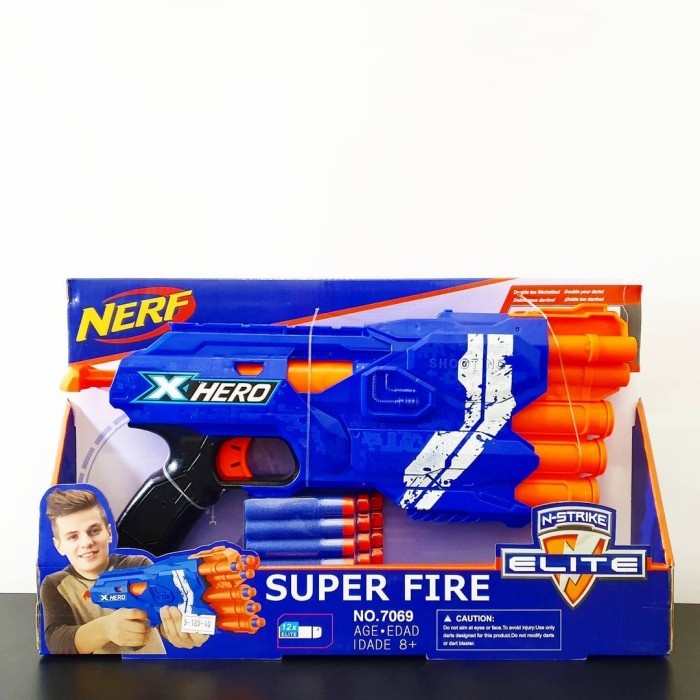 mainan tembakan anak nerf super fire | tembakan kokang - Biru