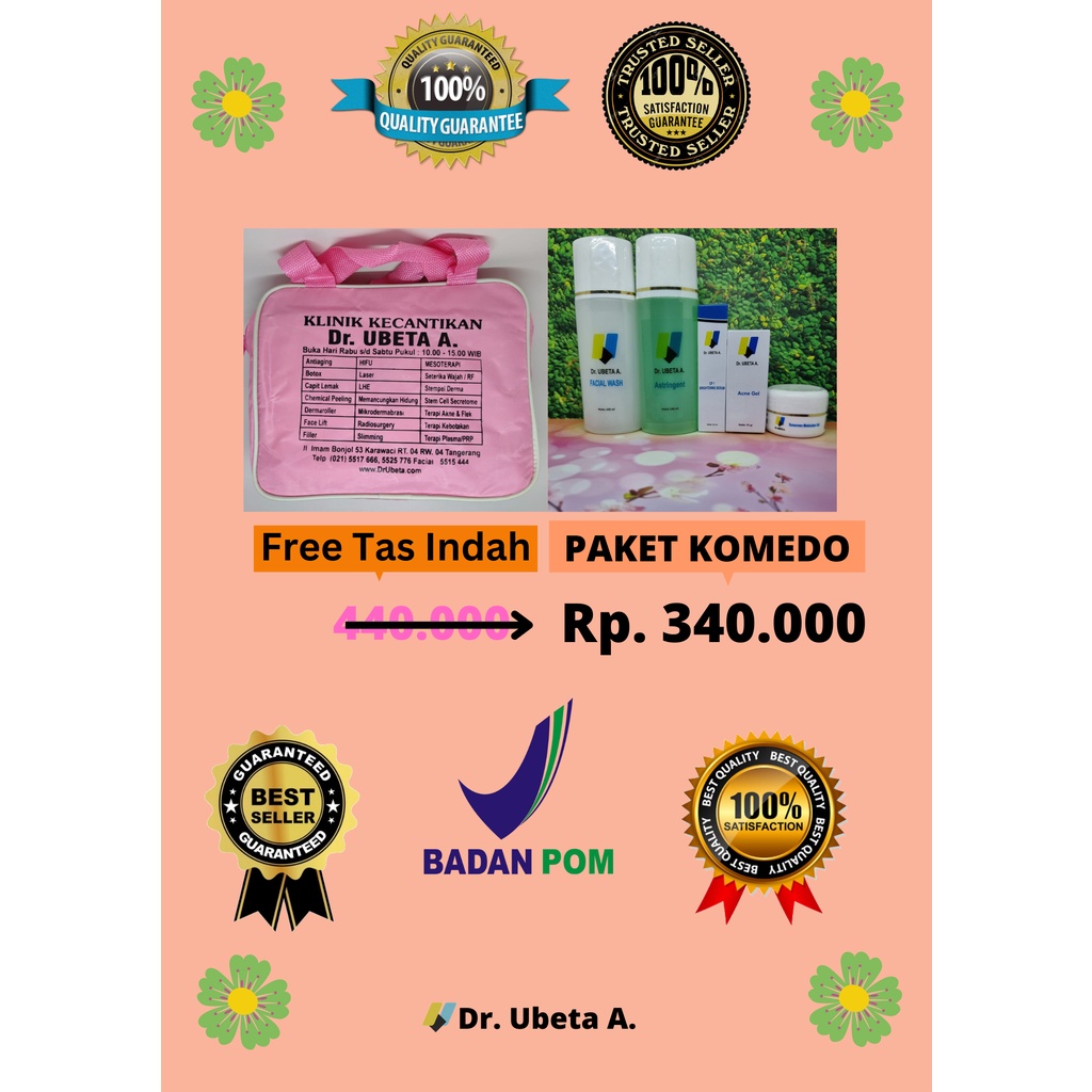 PAKET JERAWAT KOMEDO Dr. UBETA A. Menghilangkan Beruntusan, Komedo dan Jerawat Ringan Tanpa Peradang