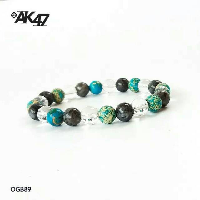 Ak47 Gemstone Bracelet /Gelang Batu Asli Quartz Spectrolite 8mm
