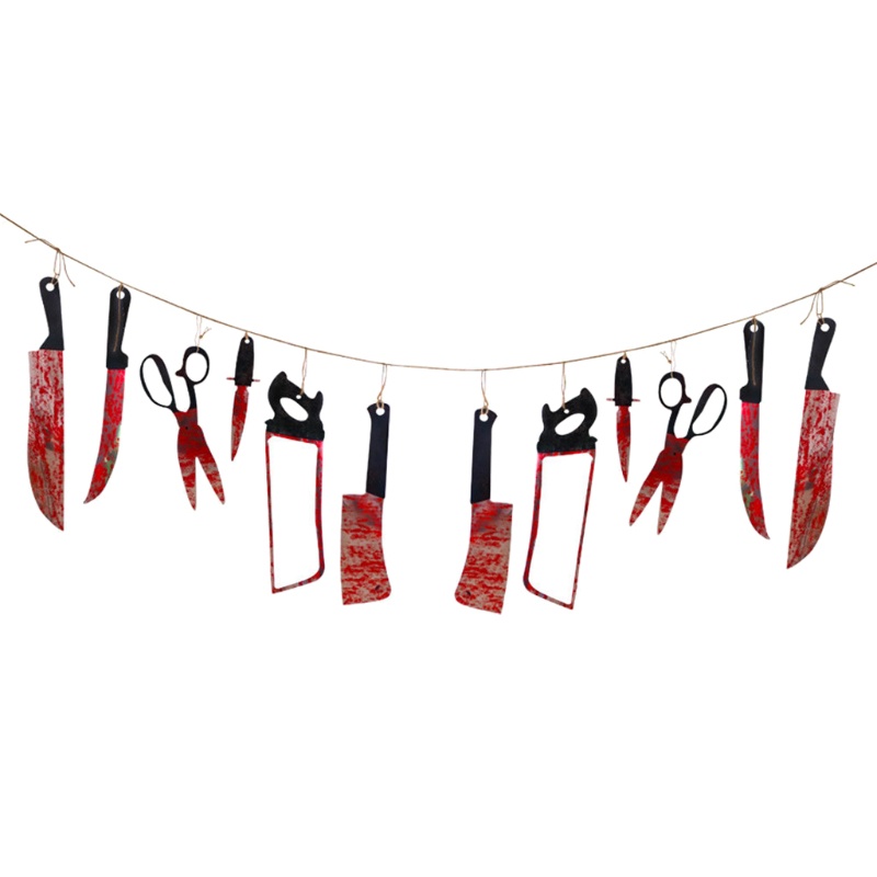 Zzz 12pcs / Set Hiasan Gantung Pisau Zombie Bloody Untuk Dekorasi Pesta Halloween