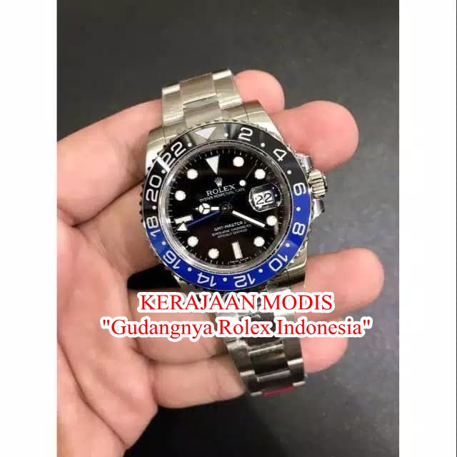 FLASH SALE JAM TANGAN PRIA Rolex GMT MASTER II BATMAT 116710BLNR 3186 904L GARANSI 1 TH