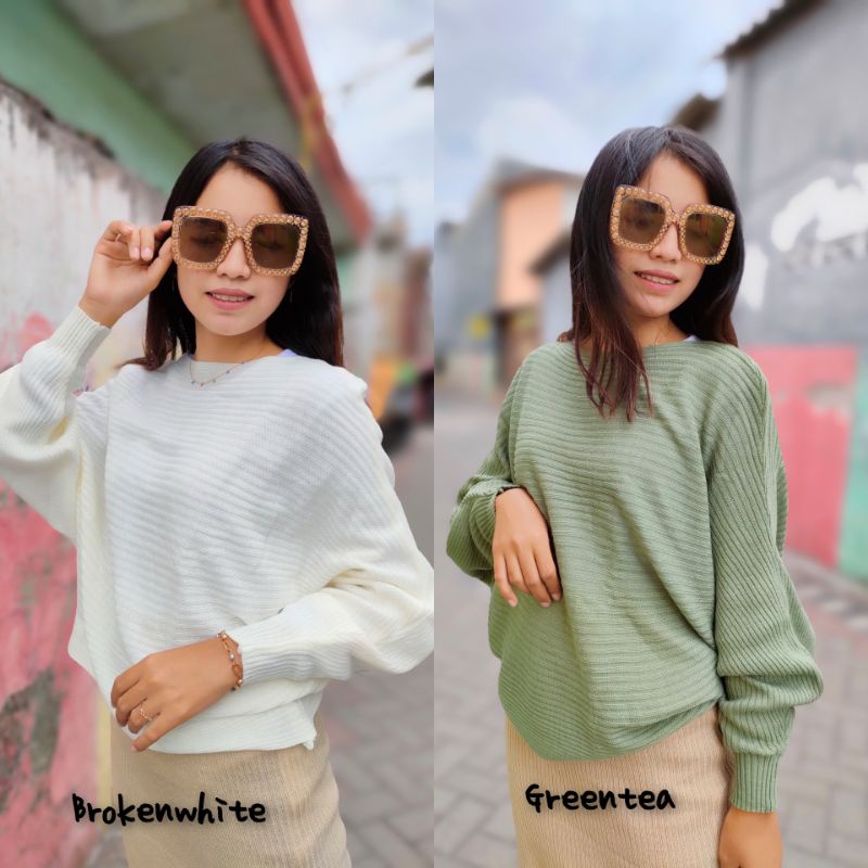 Lasperal Batwing Blouse Sweater Rajut fit to XL