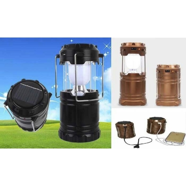 Lentera Tarik / Lampu Camping Lantern Solar / Lampu Emergency Badai + Power Bank + Bisa Pakai Batrai