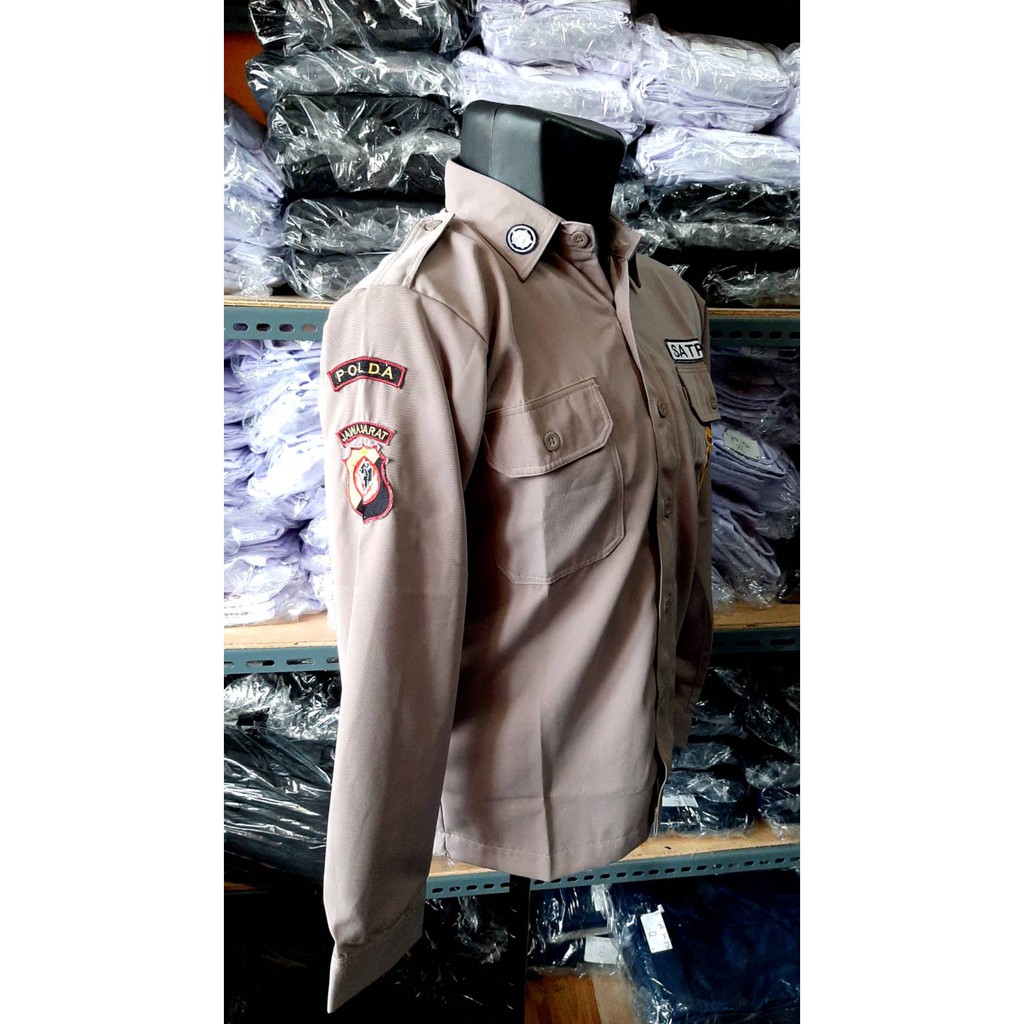 Baju Satpam Security PDH PDL SUS Warna Coklat Polisi - Seragam Satpam / Rafly Jaya