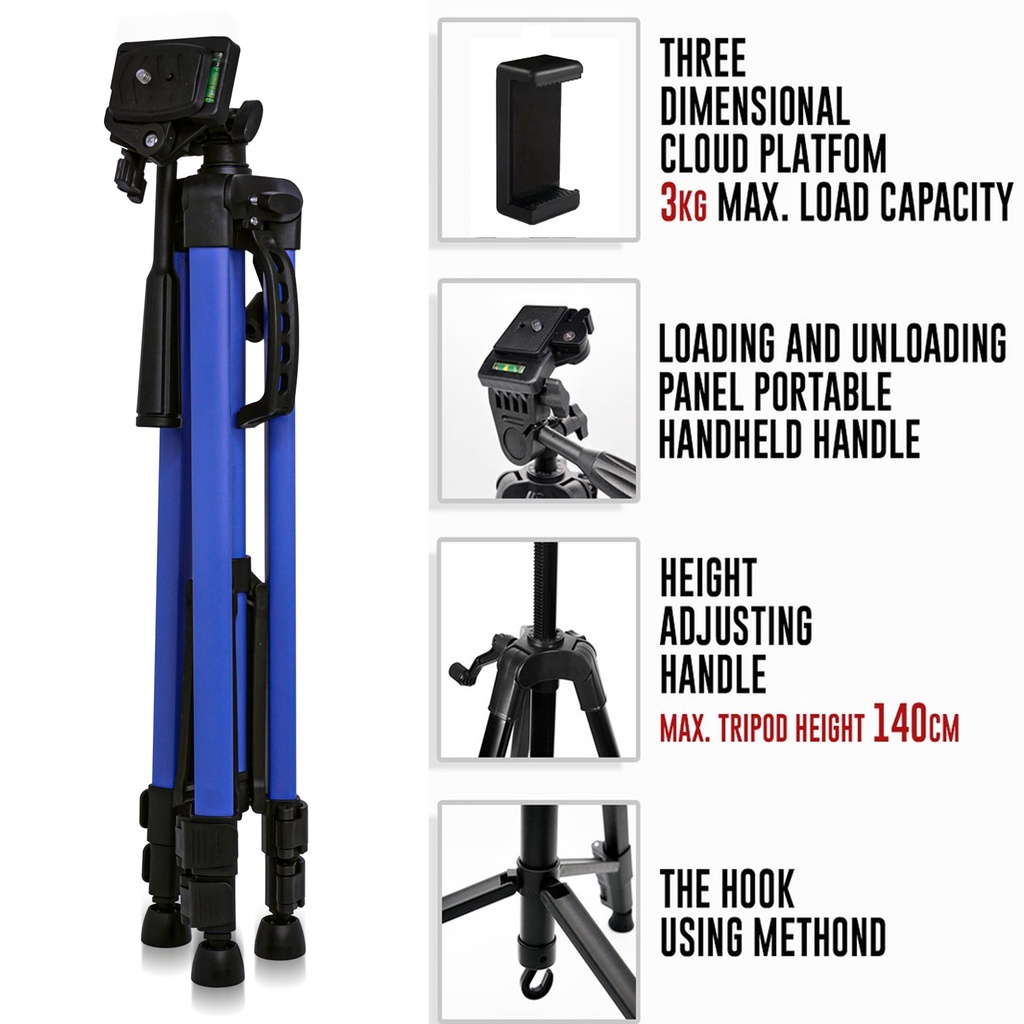 TRIPOD CAMERA 3366 YUNTENG ORIGINAL TRIPOD HP + HOLDER CAMERA DV SLR PORTABLE LIVE FULL LIGHT BRACKET / Free Holder U