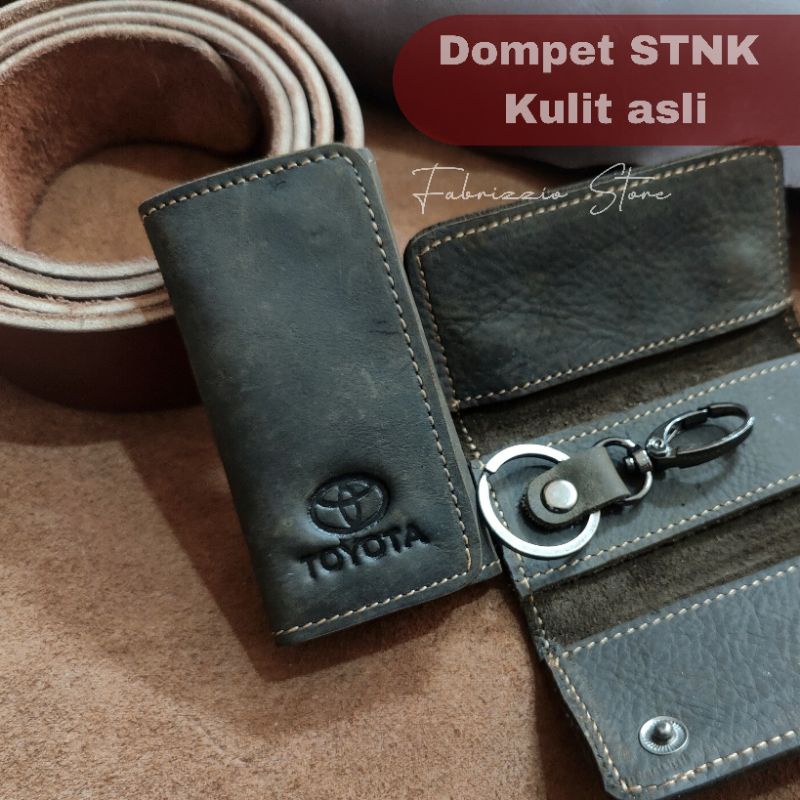 dompet stnk mobil gantungan kunci kulit asli