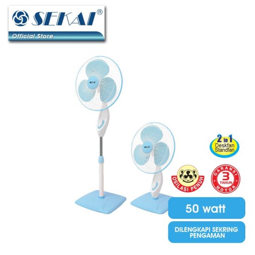 Sekai Kipas Angin Berdiri 1616 16 Inch 3 Kecepatan 2 in 1 Kaki Kotak Garansi Resmi