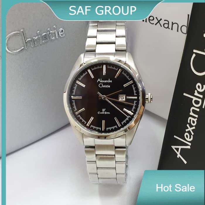 JAM TANGAN WANITA ALEXANDRE CHRISTIE AC 8560 / AC8560 SILVER BLACK ORIGINAL by plp