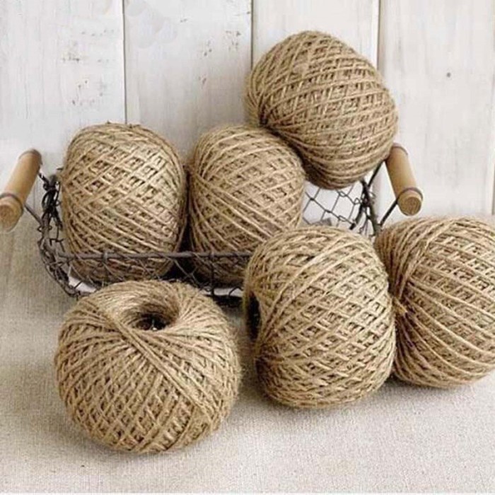 Triple W Jute Yarn Hemp Rope Vintage Tali Goni Rami 2mm Roll Fotografi