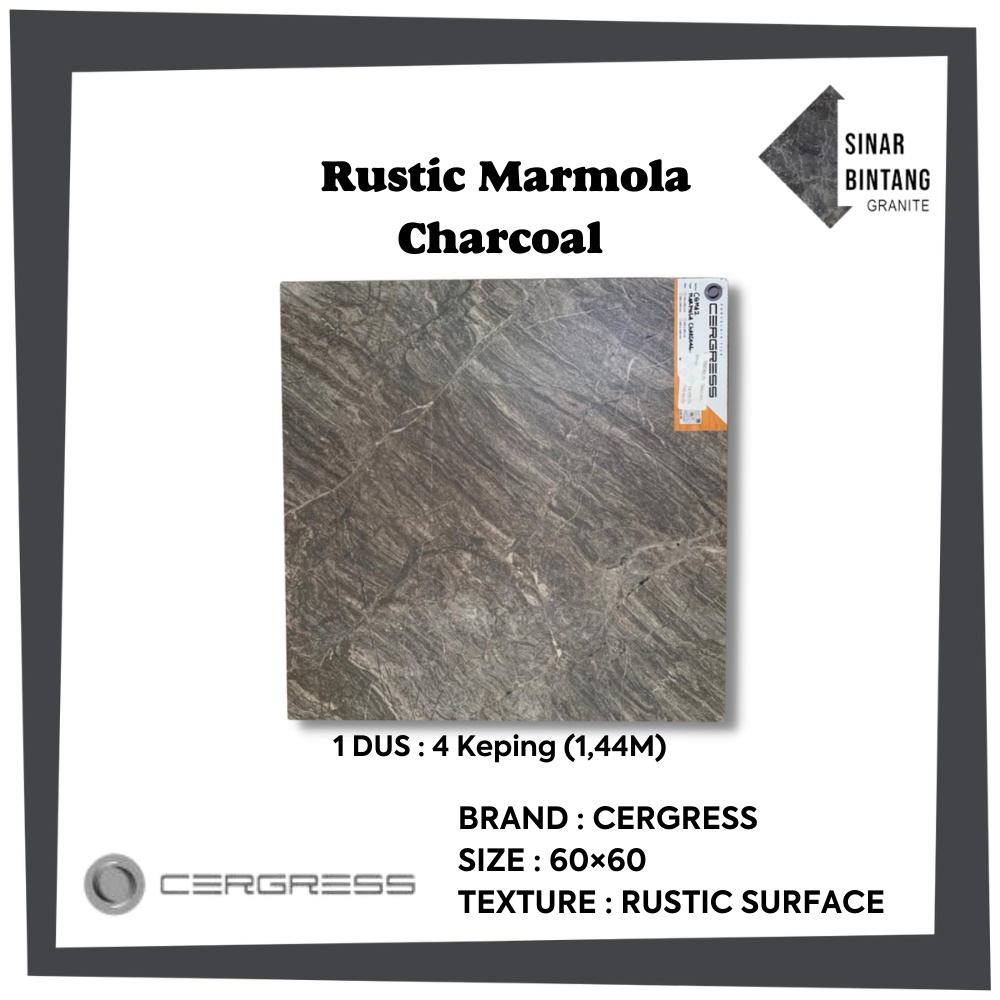 Granit 60X60 | Granite Lantai Marmola Charcoal CERGRESS