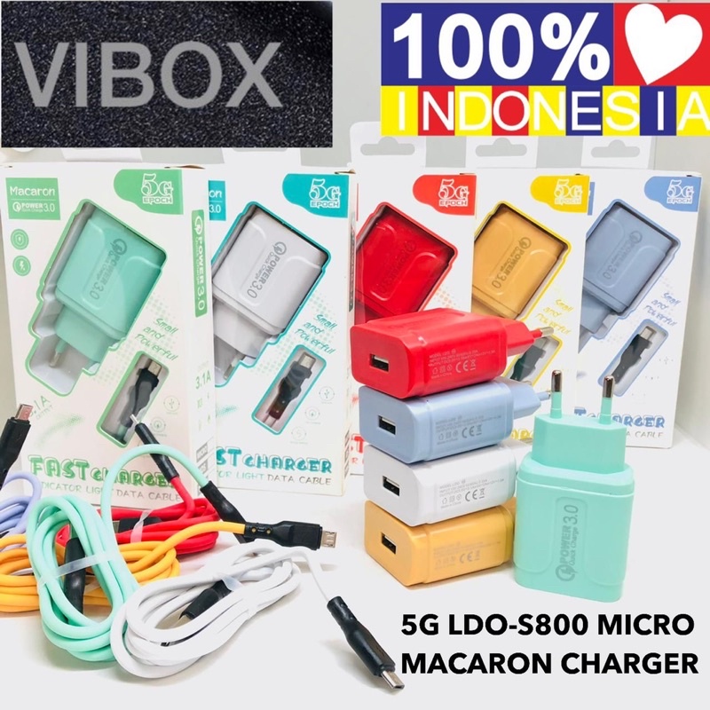 Ready New Charger Macaron Vibox LDO-S800 Micro Travel Charger Macaron