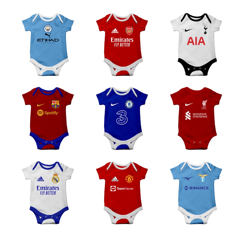 Baju bayi laki laki perempuan perlengkapan baru lahir 0 6 12 bulan jumper newborn club bola internat