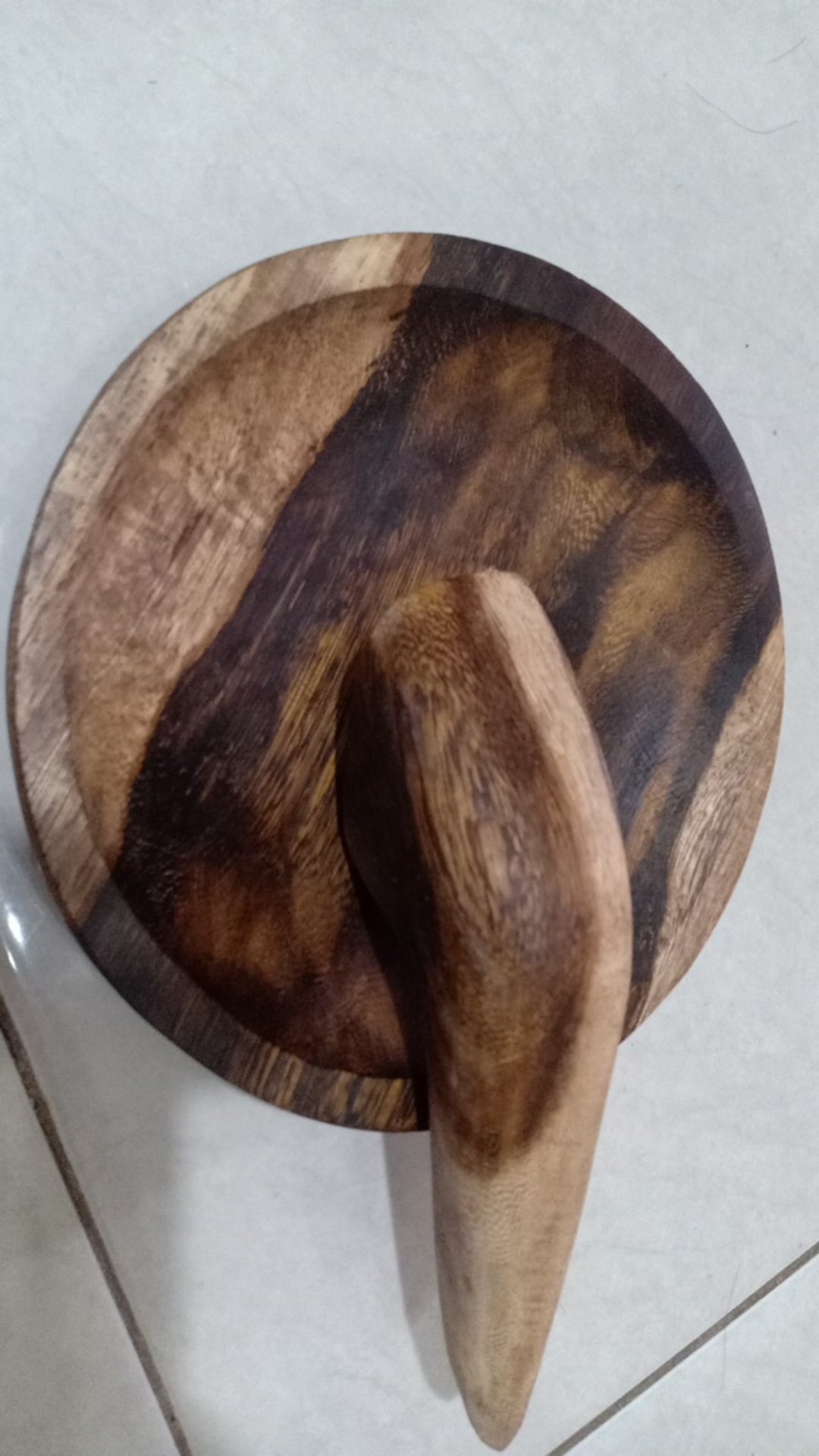 Cobek+uleg Kayu Sono Bulat 17cm