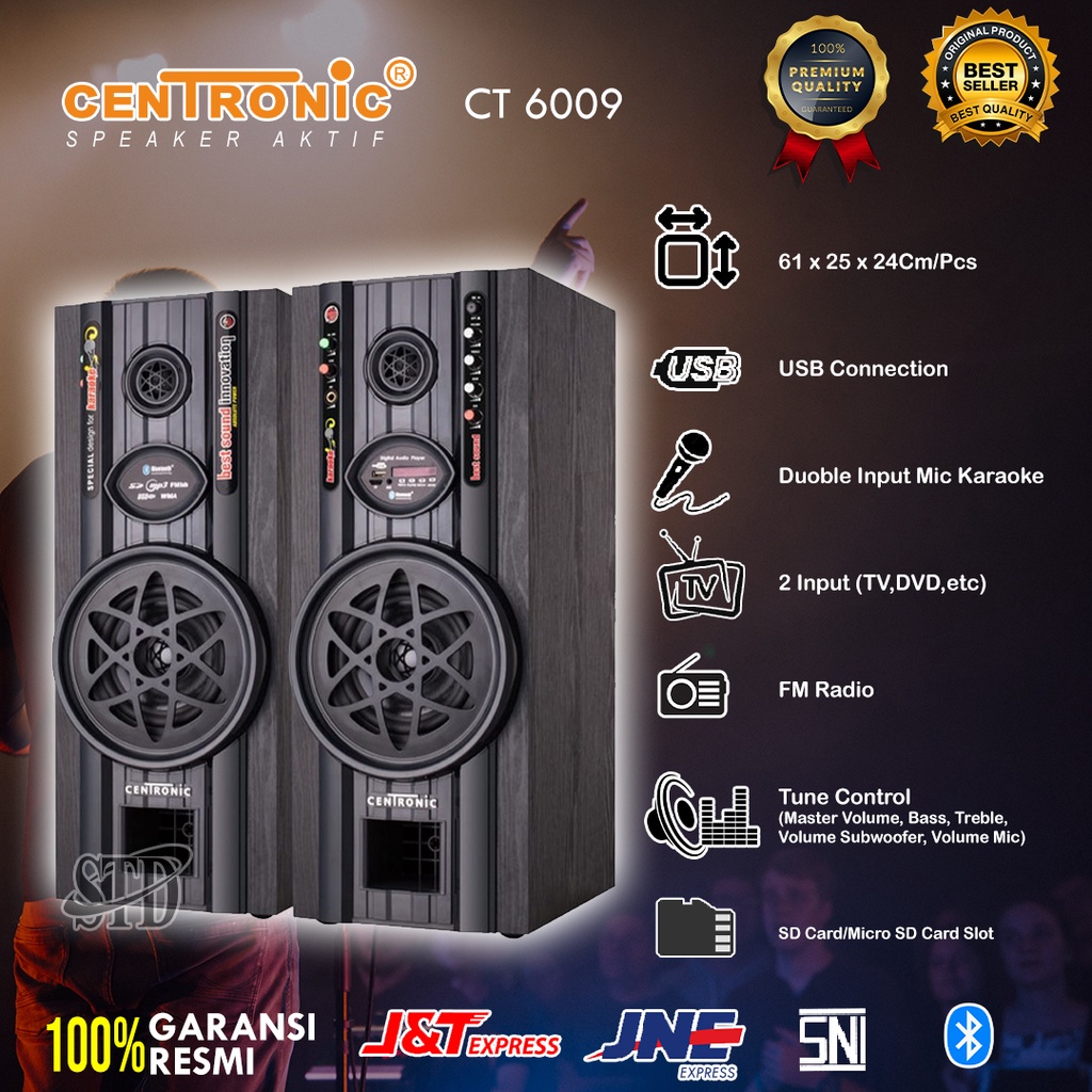 SPEAKER AKTIF CENTRONIC CT6009 USB BLUETOOTH KARAOKE-GARANSI RESMI