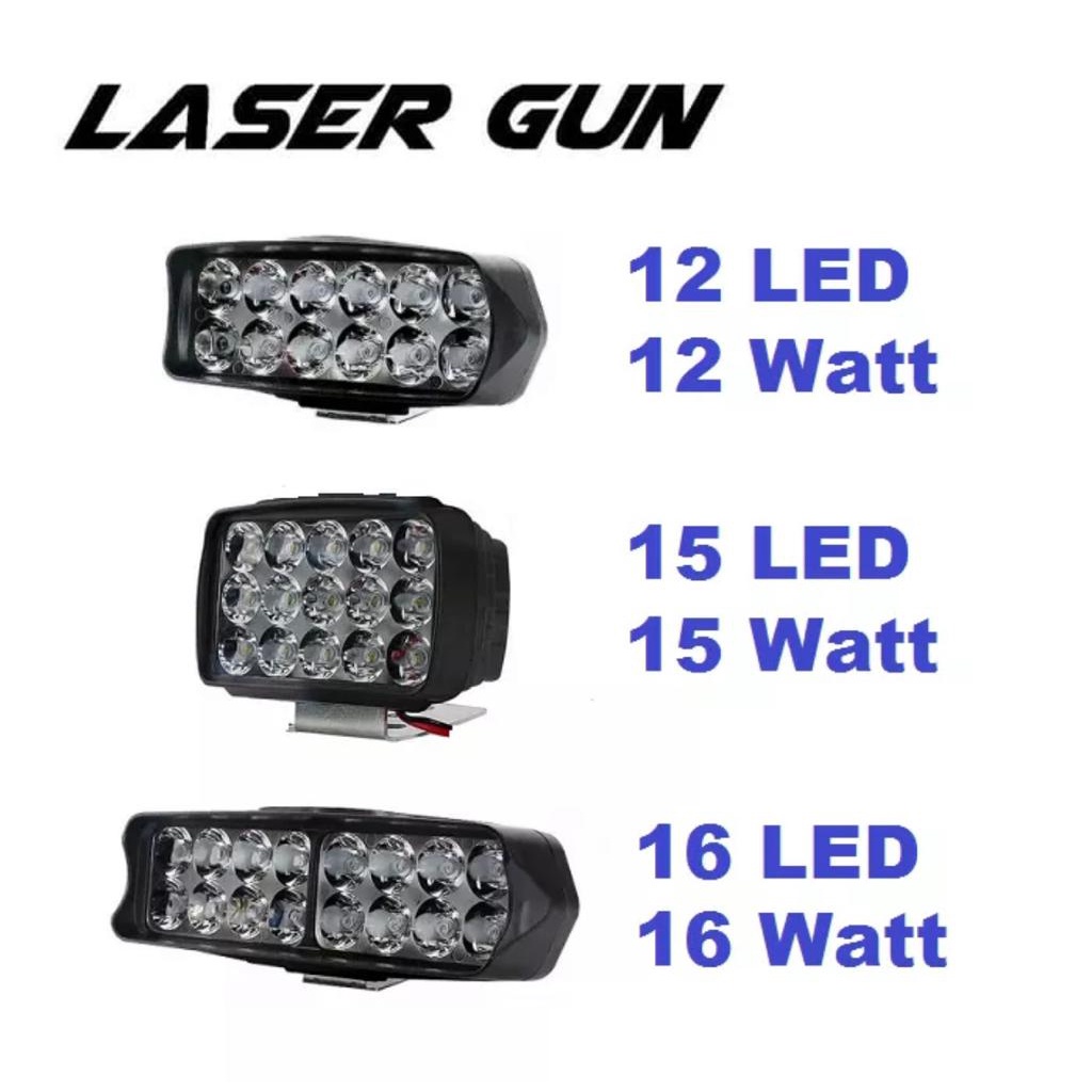 Lampu LED Laser Gun Bar Tembak Sorot CREE Motor Mobil  8 12 15 16 Titik Mata 12Watt 12 15 16 Watt 12W 15W 16W 15Watt 16Watt