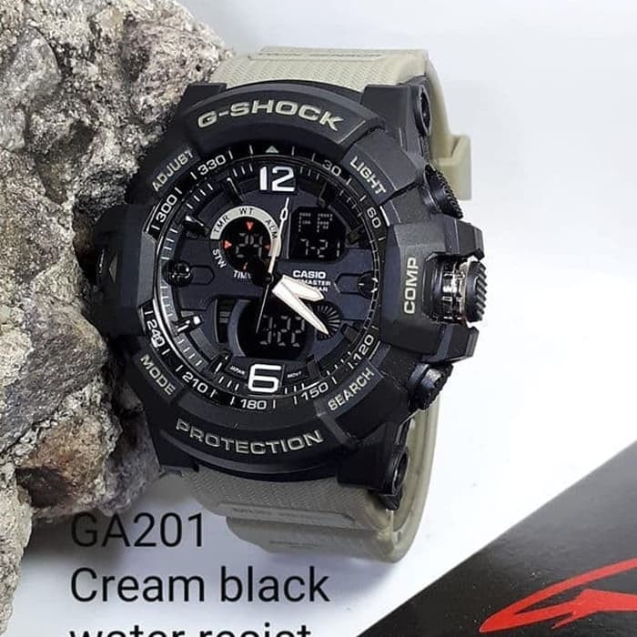 Jam Tangan Gshock GA201 Water Resist Bisa Berenang - Hitam tali Cream