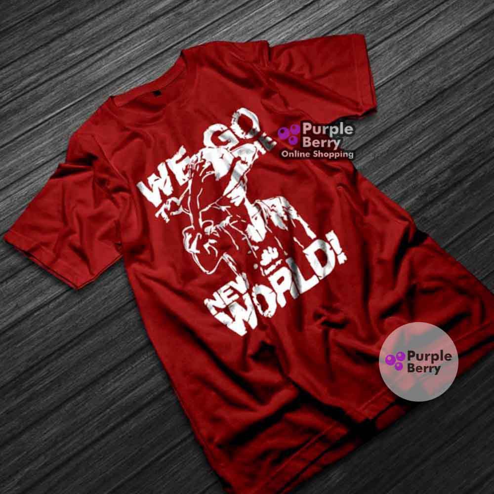 BAJU KAOS ANIME ONE PIECE MONKEY D LUFFY WE GO TO NEW WORLD TSHIRT DISTRO KARTUN JAPAN PURPLE 735