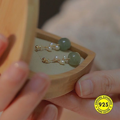 Anting Tusuk Gantung Lapis Emas 18K Hias Mutiara Imitasi Untuk Wanita