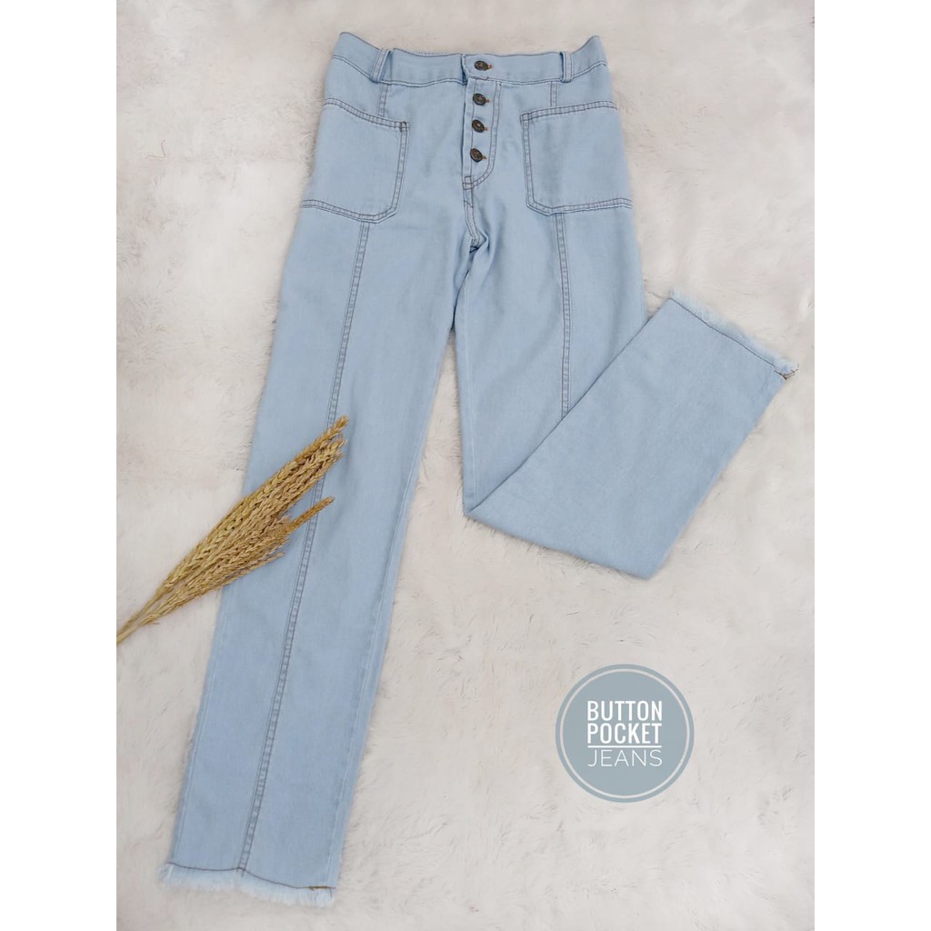 BUTTON POCKET JEANS CELANA KANCING SAKU JEANS WASH