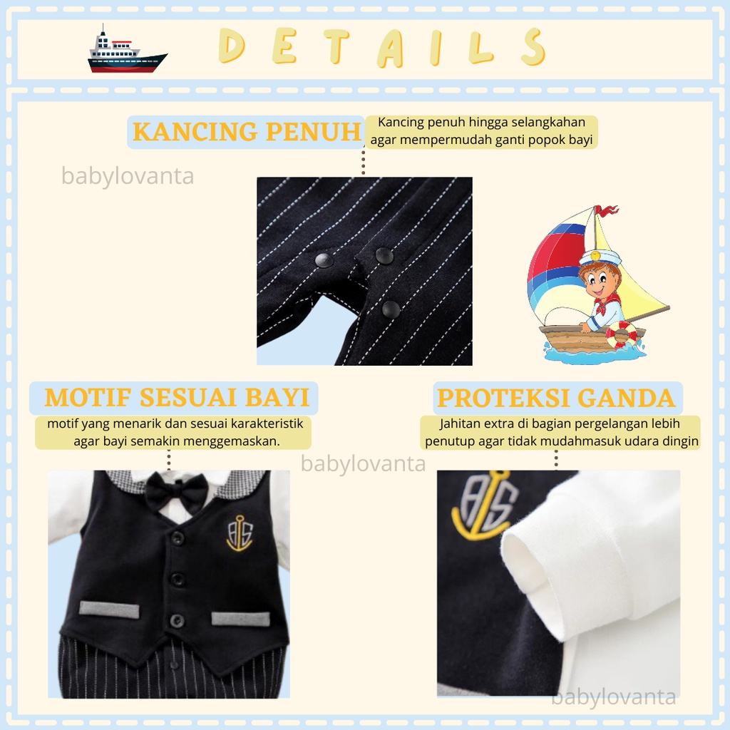 [COD]  jumper bayi TUXEDO HITAM / jumper bayi lengan panjang / baju bayi lakilaki import/Babylovanta