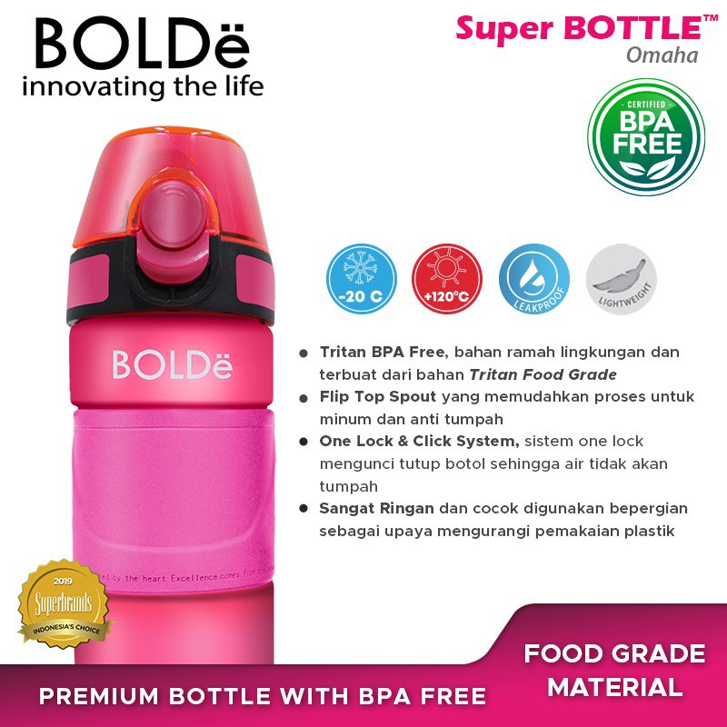 BOLDe Botol Minum OMAHA BPA FREE FOOD GRADE