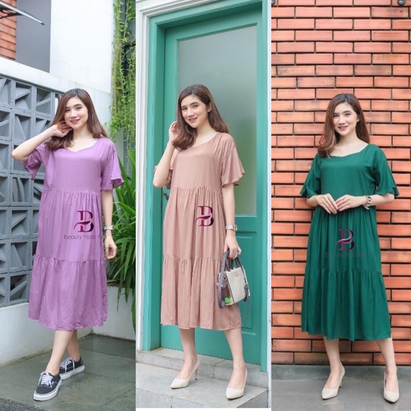 Lidya Daster Dress Remaja Kekinian Model Tunik Lengan Terbaru 2022 Rayon Premium Ukuran Jumbo Beautyhiijab