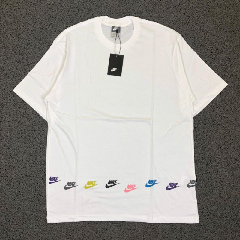 TSHIRT KAOS BAJU NIKE SMALL SWOSH MULTICOLOR PUTIH LIKE ORI MURAH