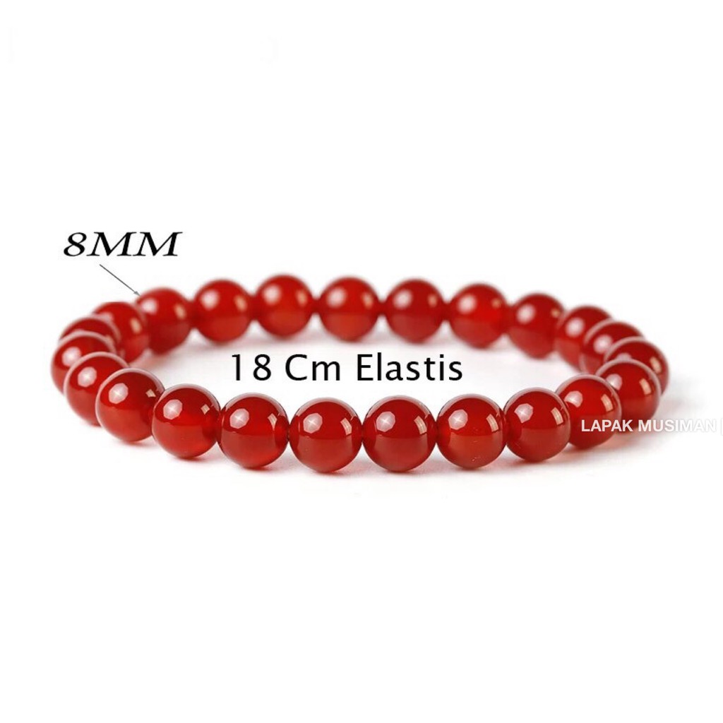 [Bayar di Tempat] GELANG BATU GIOK MERAH ASLI ORIGINAL 8MM