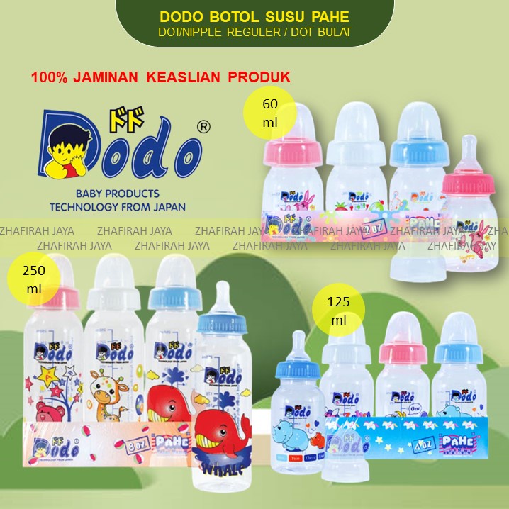 ❤ZJ❤ Botol SUSU DODO PAHE Dot Bulat 60ml 125ml 250ml - Botol Susu 60ml 125ml 250ml DODO Dot Bulat Silicon