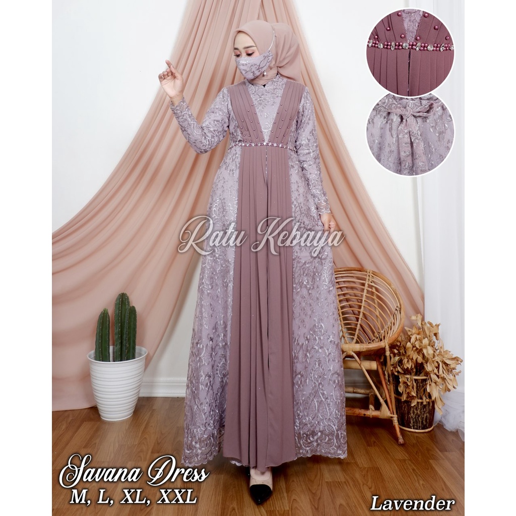 SAVANA DRESS / GAMIS BRUKAT / OUTFIT BAJU PESTA KEKINIAN / BAJU GAMIS MODERN / RATU