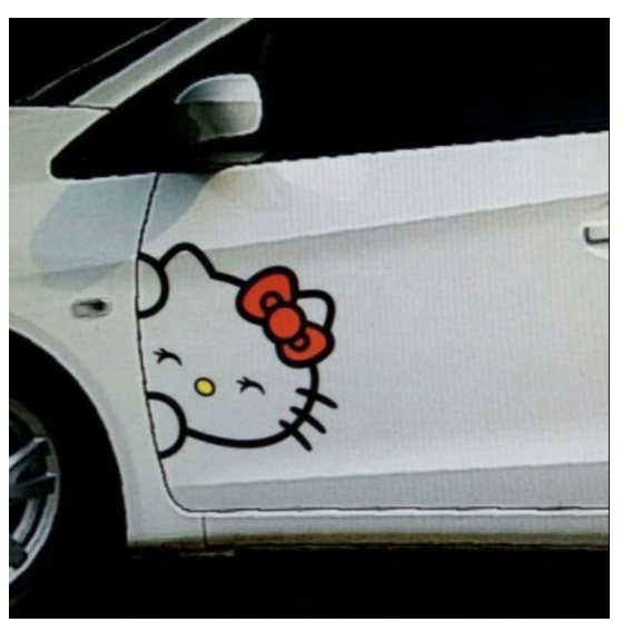 Hello Kitty Stiker Cutting Sticker Mobil Honda Brio Model Hello Kitty Sticker Kartun Sticker Lucu
