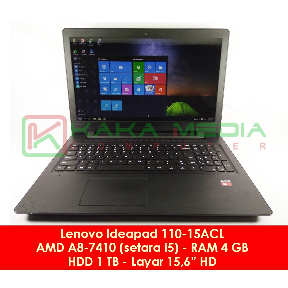 Second Laptop Bekas Spek Game dan Desain Lenovo Ideapad 110 AMD A8
