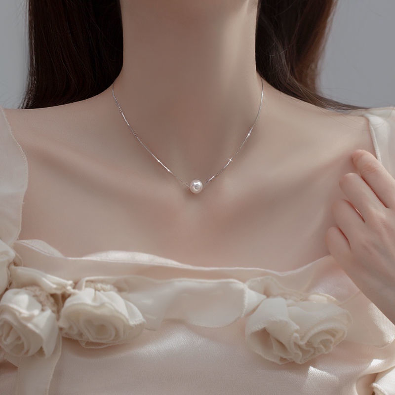 Korean Version Ins Style Silver Pearl Necklace