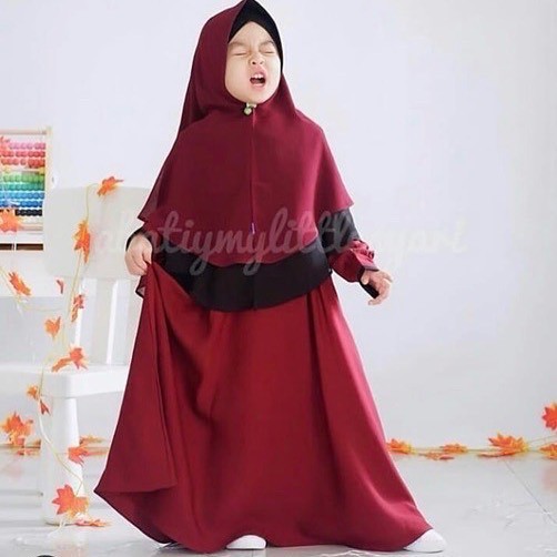 PROMO IYORA SYARI KIDS BO MOSSCRAPE 4-6 Tahun Gamis Syari Set Hijab Anak Perempuan Gamis Anak Murah